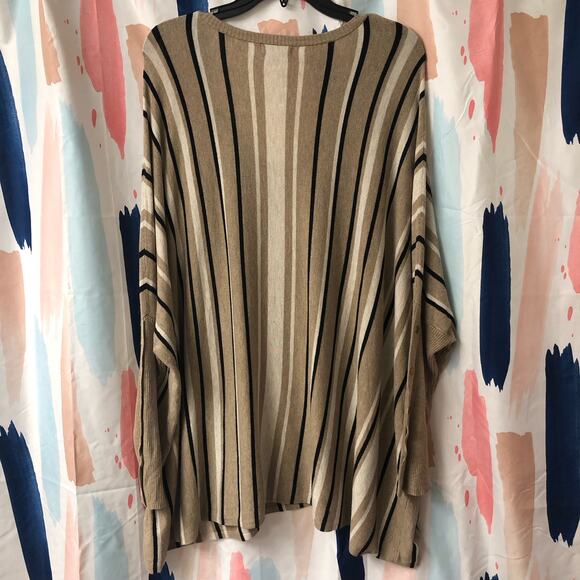 RXB Black Cream Tan Striped Oversized Sweater Size XL - Picture 10 of 16